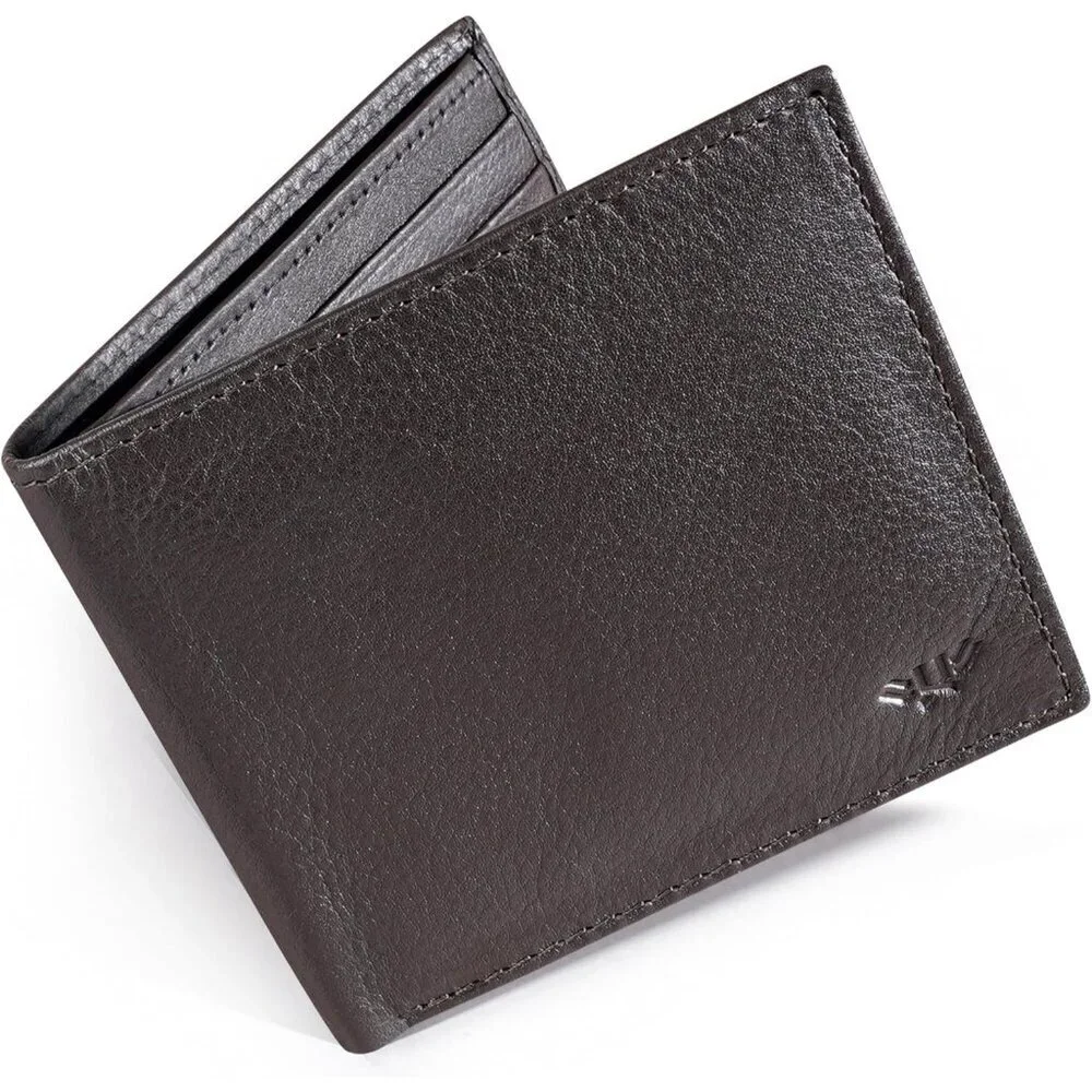 Men's Fashion Genuine Leather Bifold Chocolate Wallet Card Stylish Blocking
